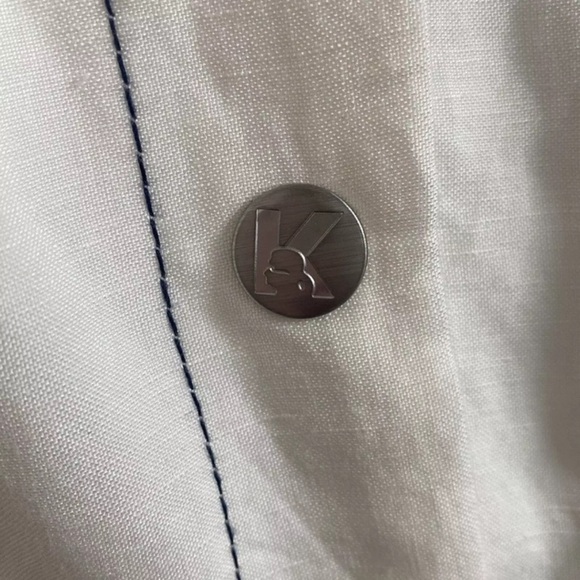 New KARL LAGERFELD PARIS Linen Blend Shirt Dress Snap Front Short Sleeve Size 2 - Picture 8 of 16
